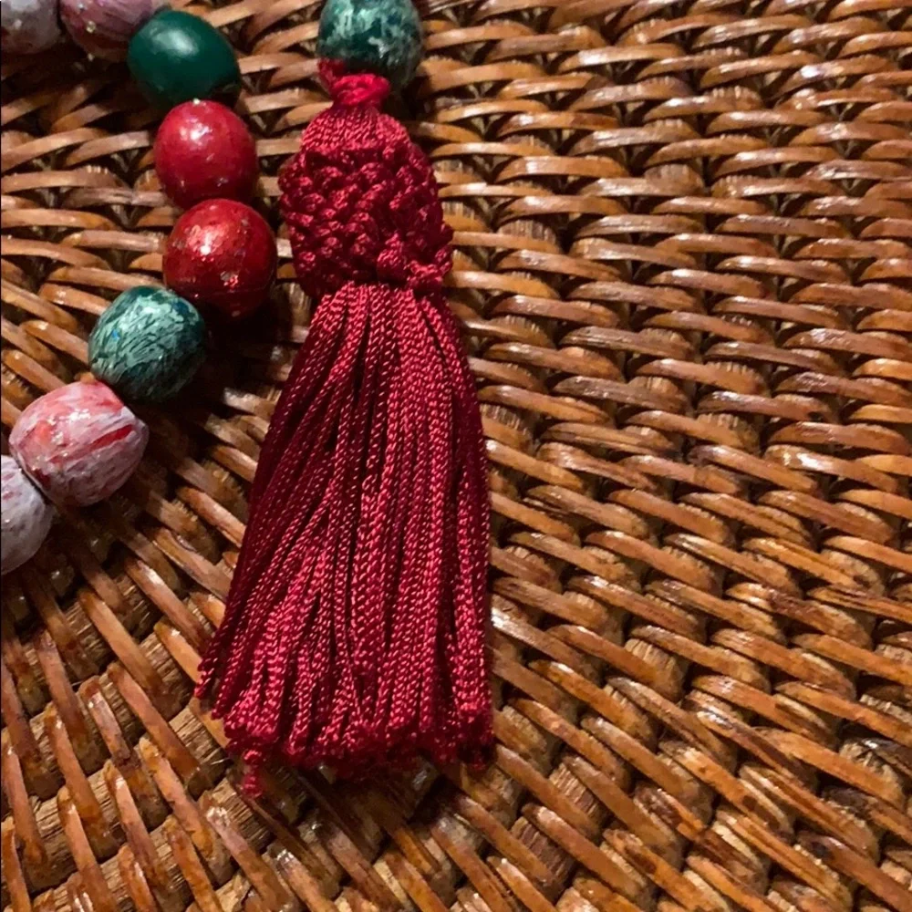 Wood Bead Tassel Garland Strand Christmas Holiday